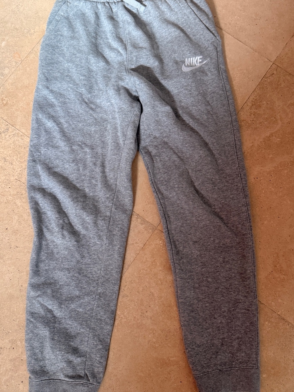 Nike Kids Grey Fleece Joggers with White Logo